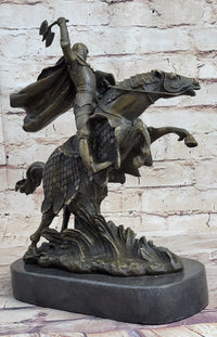 European Knight on Horseback Bronze Sculpture by Kamiko