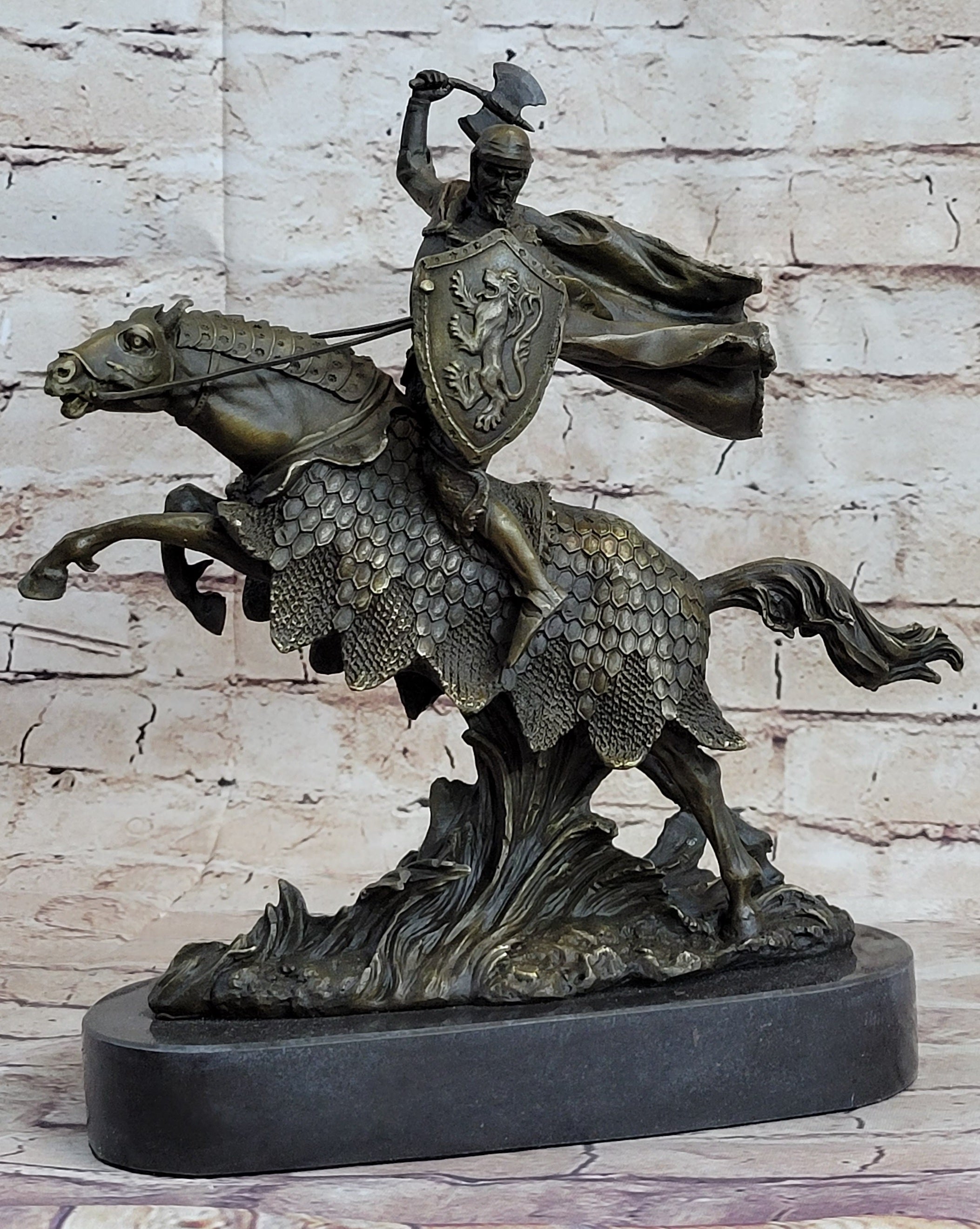 European Knight on Horseback Bronze Sculpture by Kamiko
