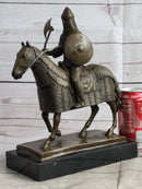 Medieval European Warrior Knight on Horseback Bronze Sculpture
