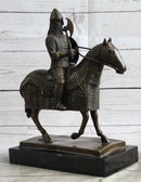 Medieval European Warrior Knight on Horseback Bronze Sculpture