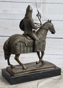 Medieval European Warrior Knight on Horseback Bronze Sculpture