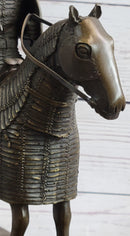 Medieval European Warrior Knight on Horseback Bronze Sculpture