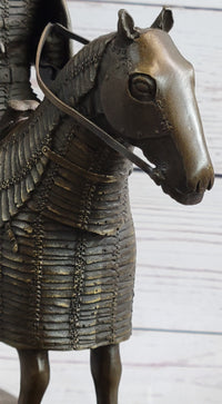 Medieval European Warrior Knight on Horseback Bronze Sculpture