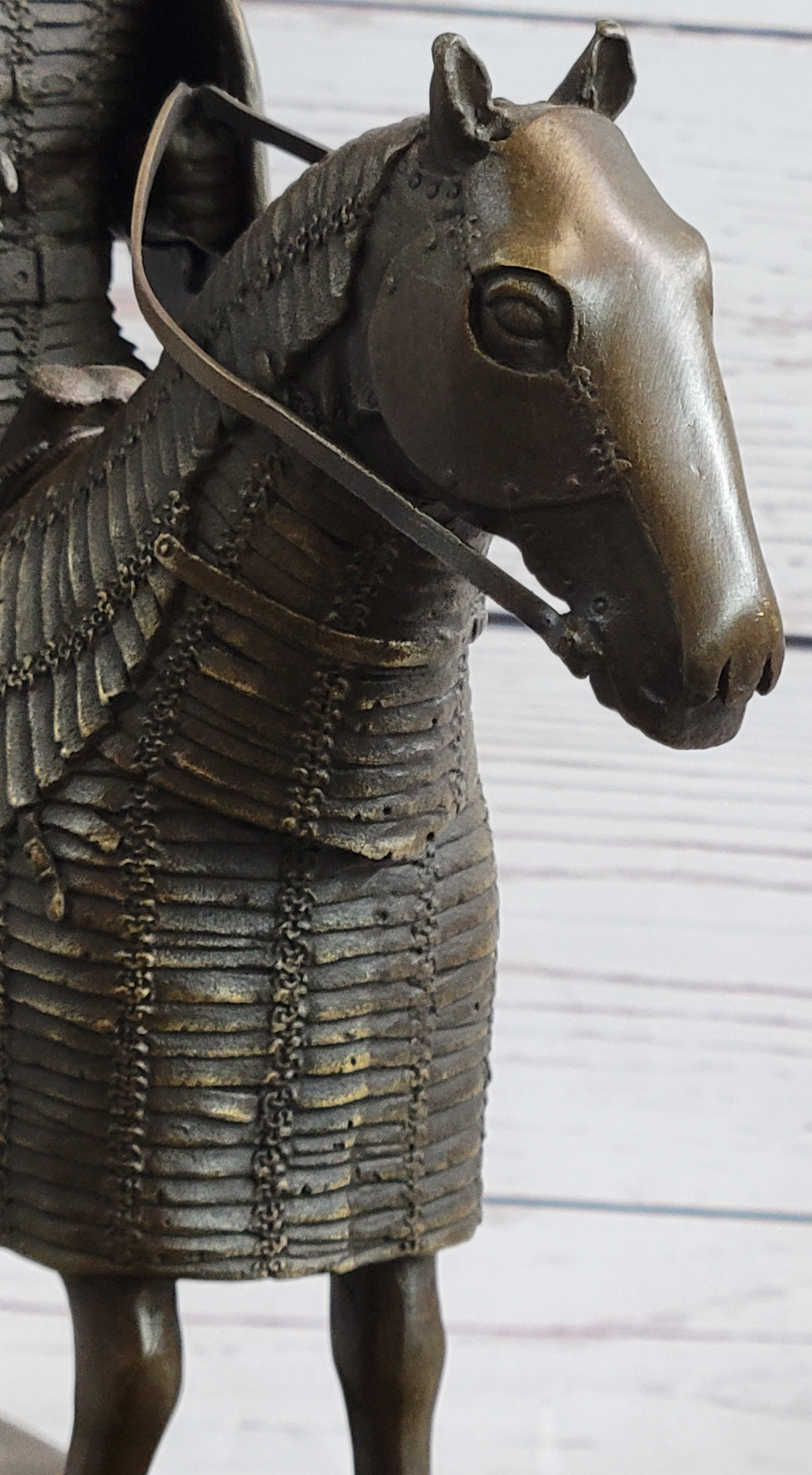 Medieval European Warrior Knight on Horseback Bronze Sculpture