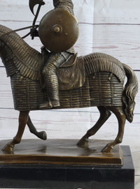 Medieval European Warrior Knight on Horseback Bronze Sculpture