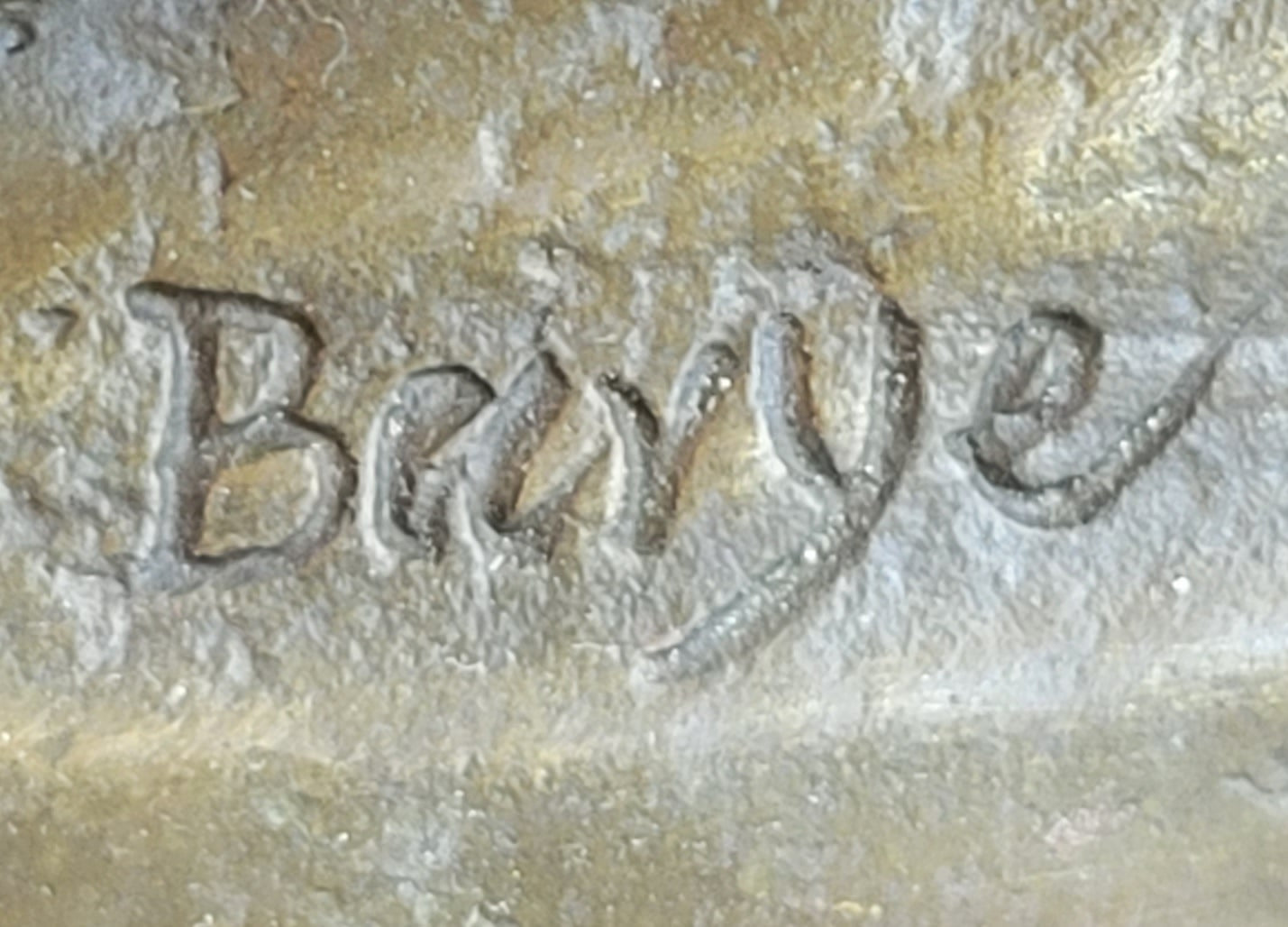 Signed Barye Muscular Man Defends Against Lion Bronze