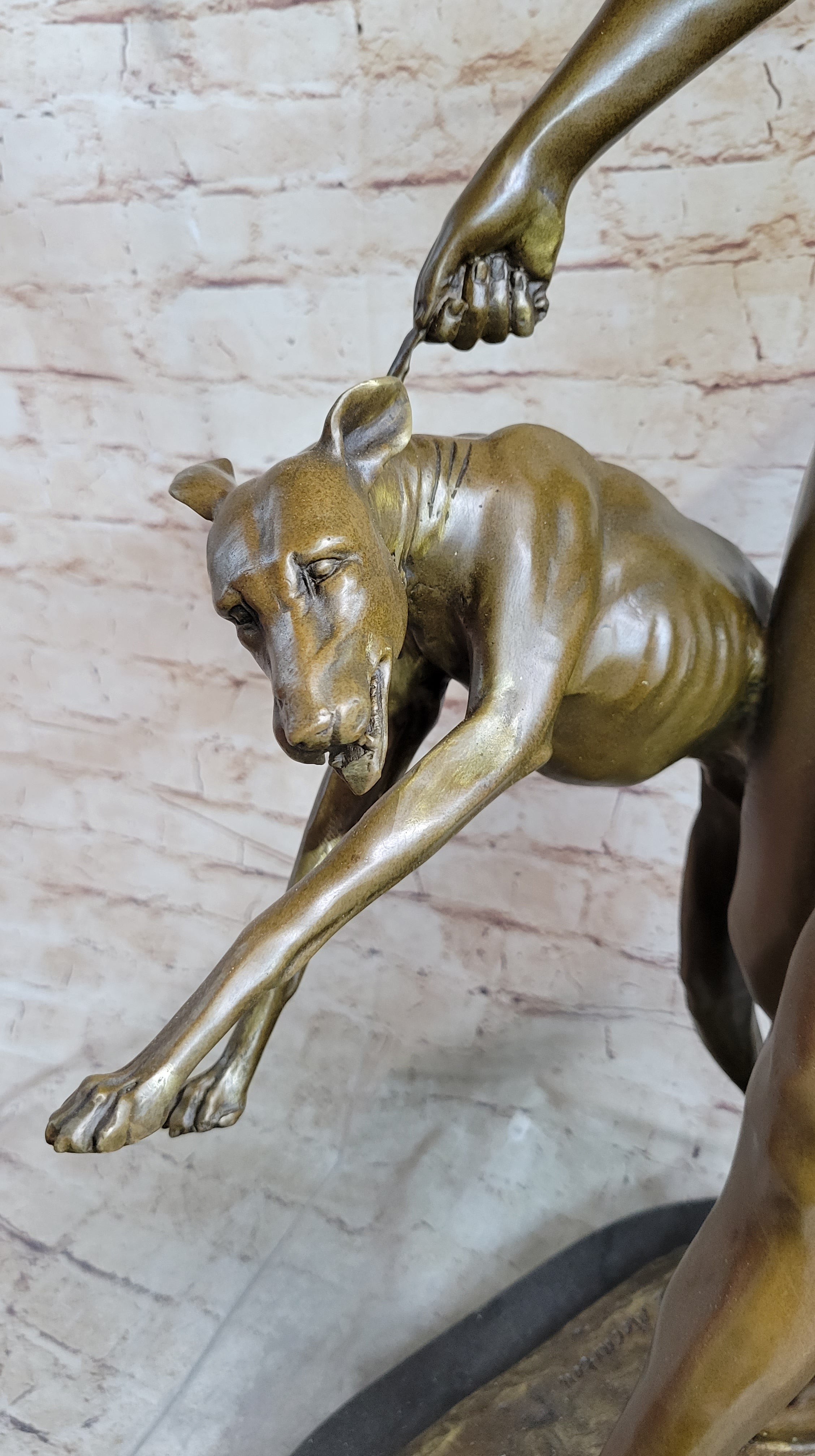 Artemis Diana The Huntress with Hound Dog Nude Figure Statue Sculpture 32" x 15"