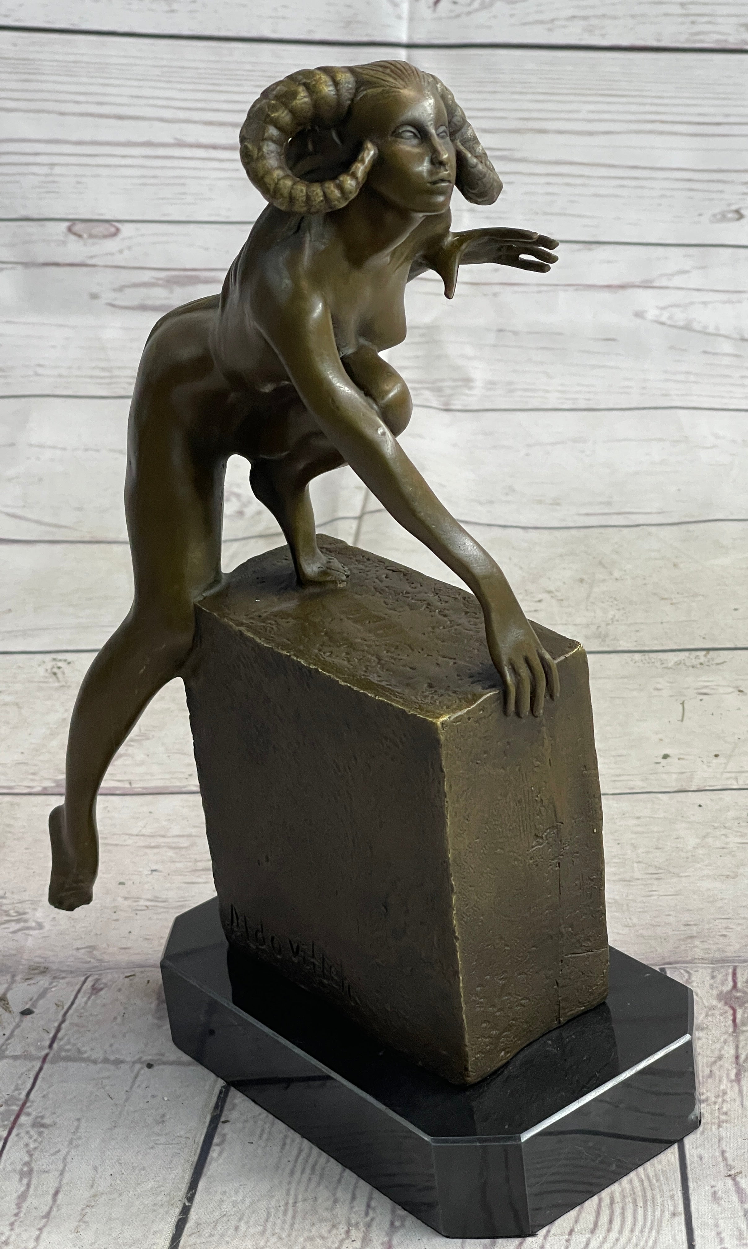 Nude Succubus Female Demon Devil Bronze Sculpture Occult Art 11" x 6"