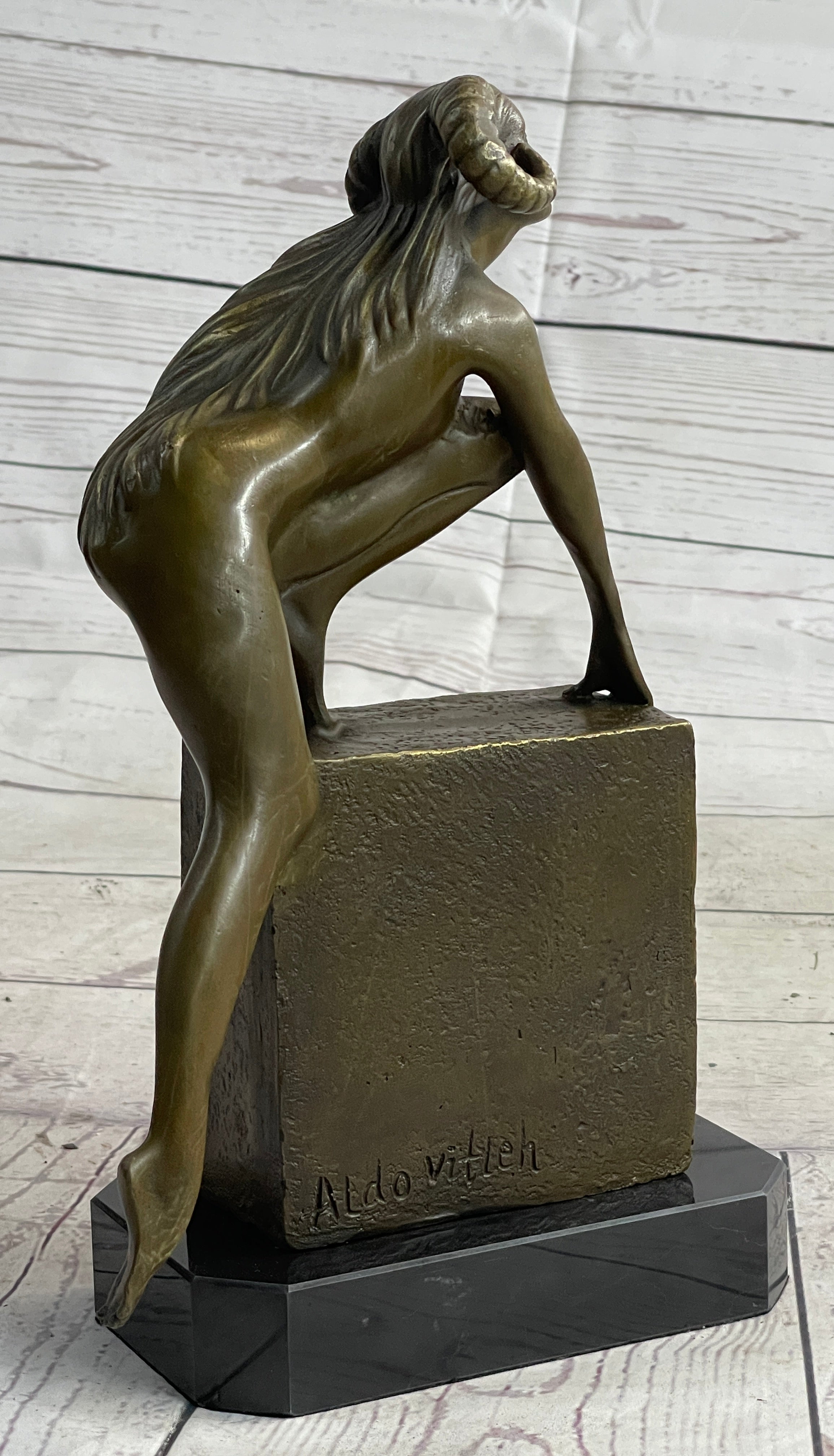 Nude Succubus Female Demon Devil Bronze Sculpture Occult Art 11" x 6"