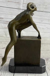 Nude Succubus Female Demon Devil Bronze Sculpture Occult Art 11" x 6"