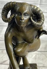 Nude Succubus Female Demon Devil Bronze Sculpture Occult Art 11" x 6"