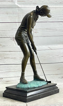 Female Golfer Bronze Sculpture Trophy by Milo on Marble Base