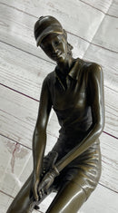 Female Golfer Bronze Sculpture Trophy by Milo on Marble Base