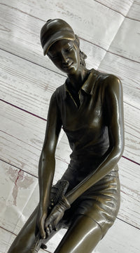Female Golfer Bronze Sculpture Trophy by Milo on Marble Base