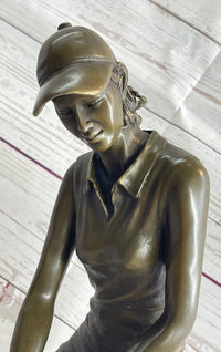 Female Golfer Bronze Sculpture Trophy by Milo on Marble Base