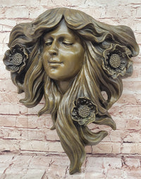Signed Dalou Art Deco Woman Wall Mount Sculpture