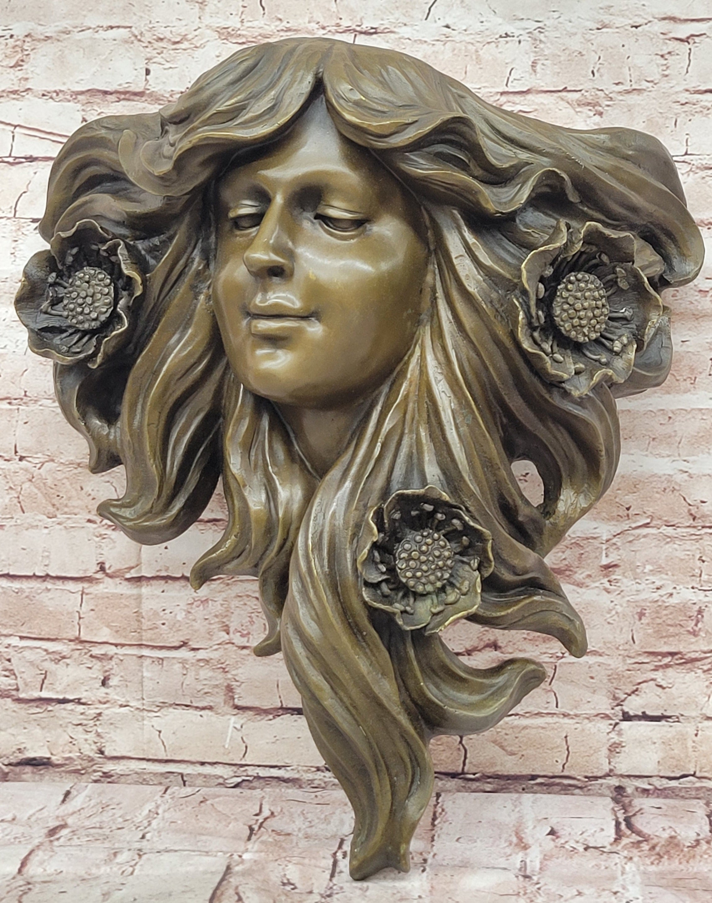 Signed Dalou Art Deco Woman Wall Mount Sculpture