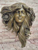 Signed Dalou Art Deco Woman Wall Mount Sculpture