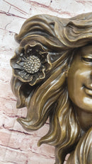 Signed Dalou Art Deco Woman Wall Mount Sculpture