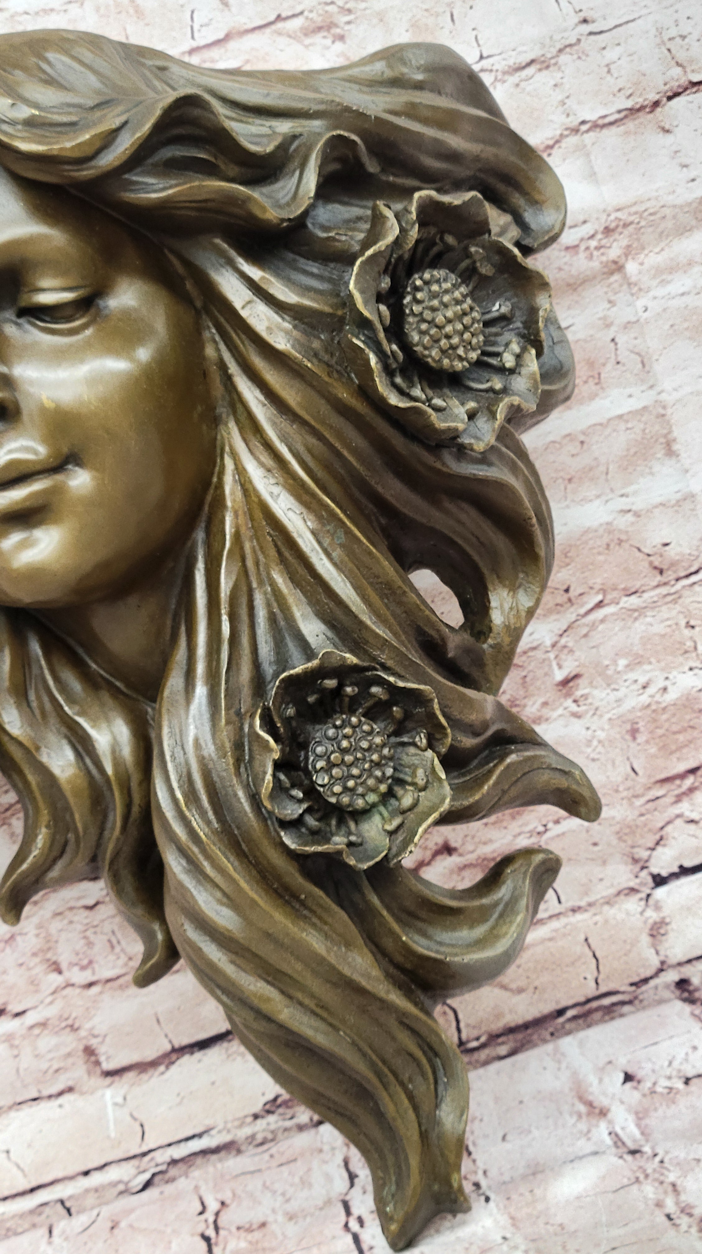 Signed Dalou Art Deco Woman Wall Mount Sculpture