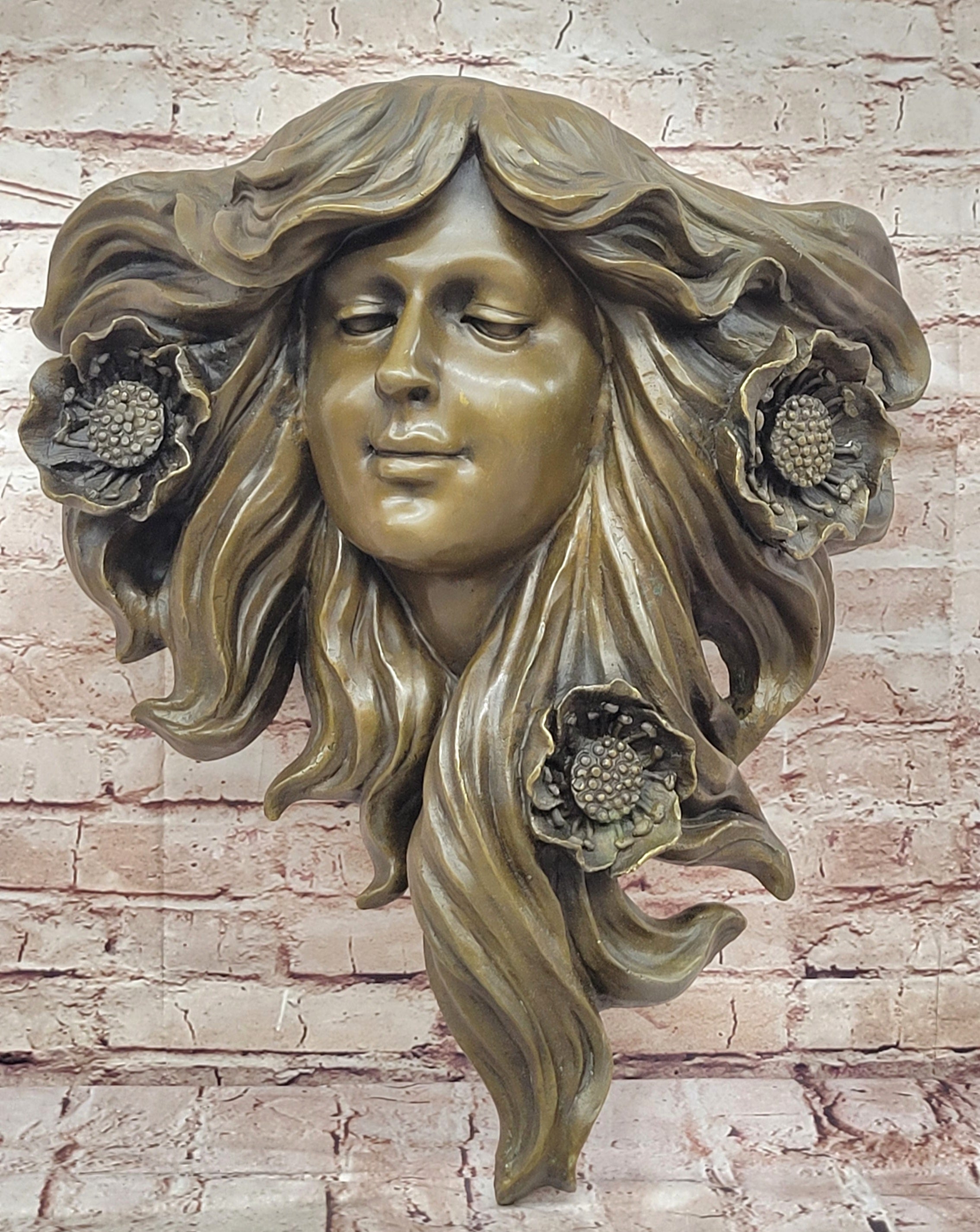 Signed Dalou Art Deco Woman Wall Mount Sculpture