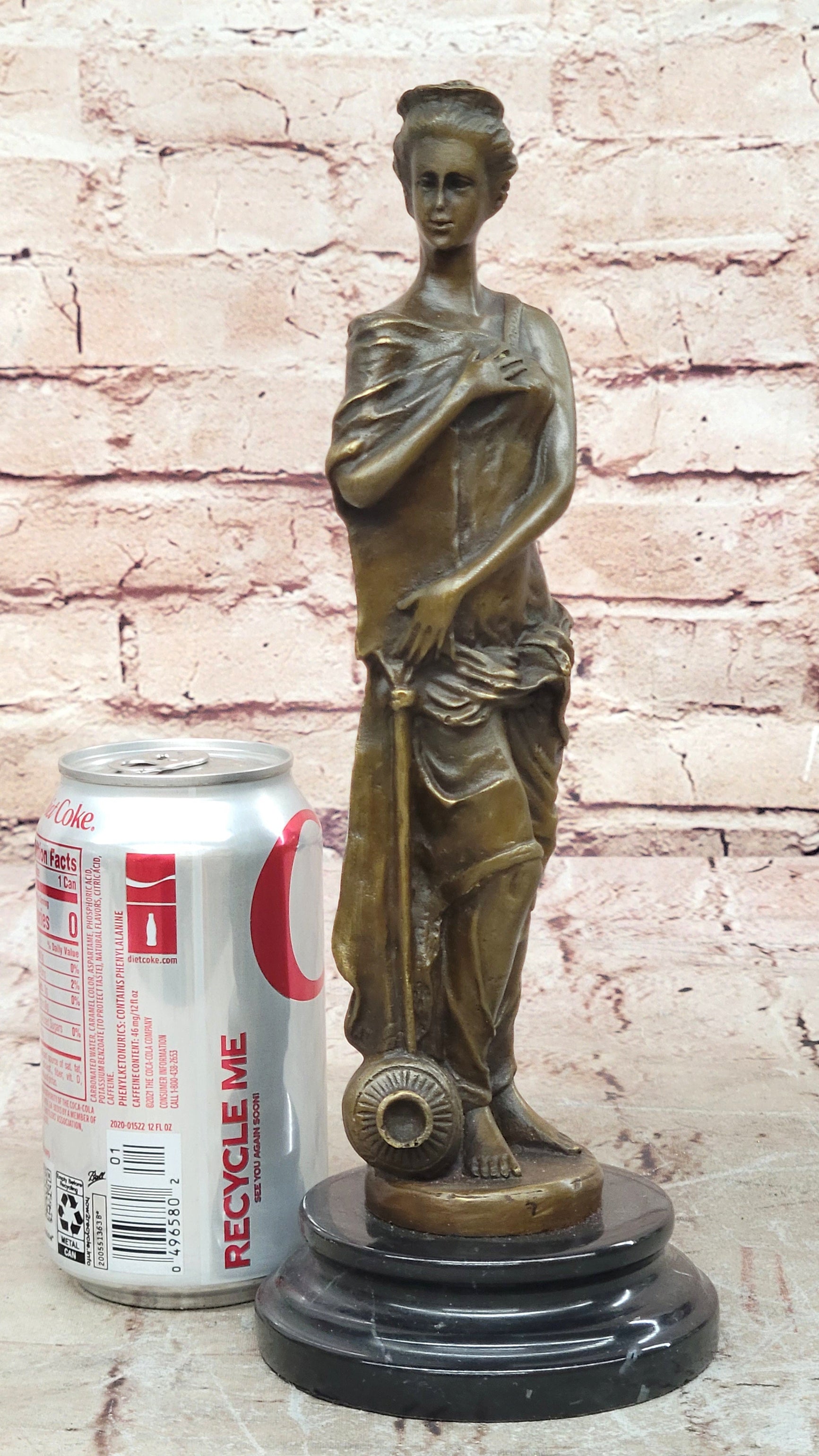 Classical Bronze Lady Sculpture on Marble Base