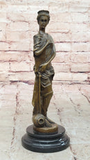 Classical Bronze Lady Sculpture on Marble Base