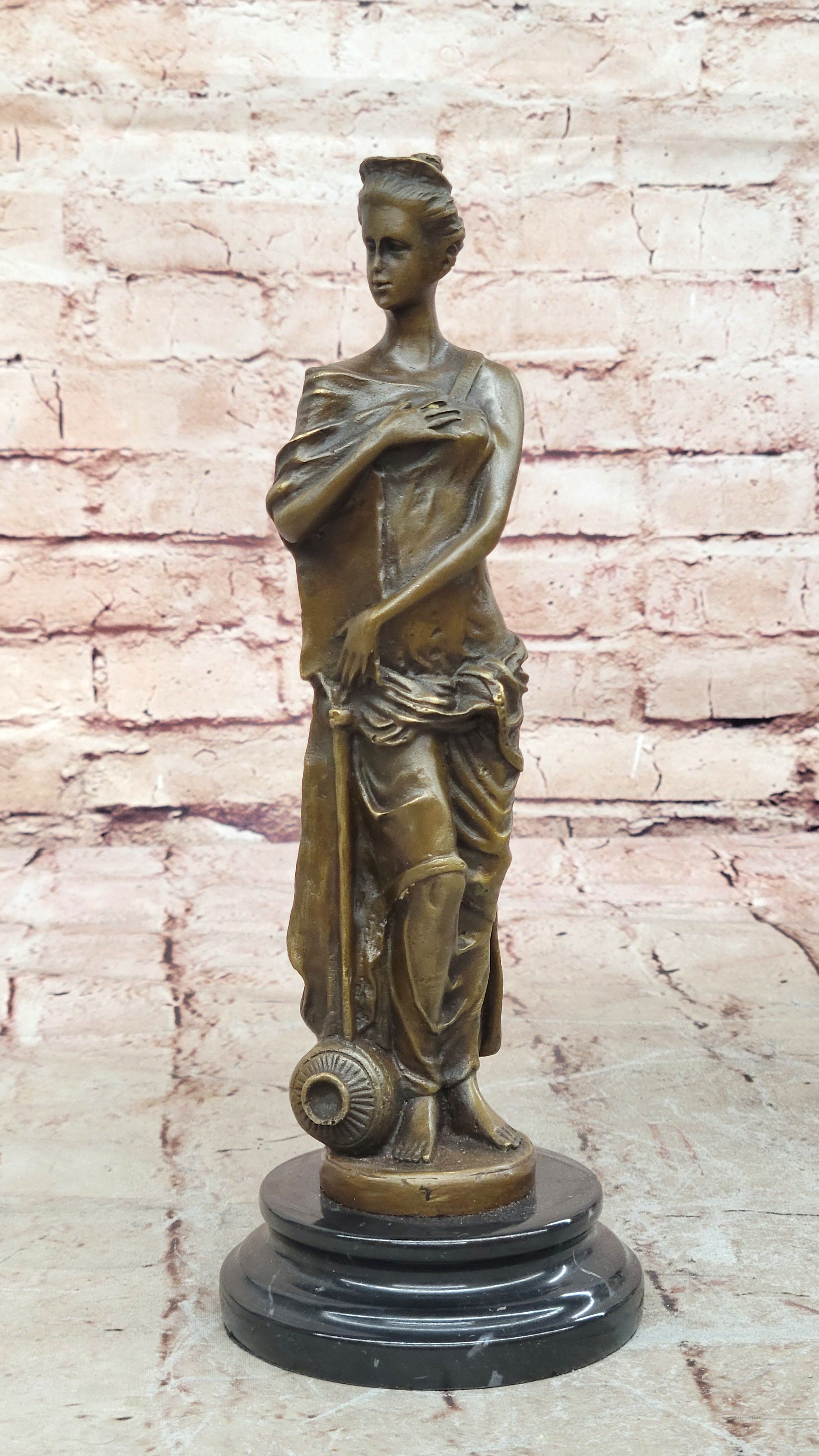 Classical Bronze Lady Sculpture on Marble Base