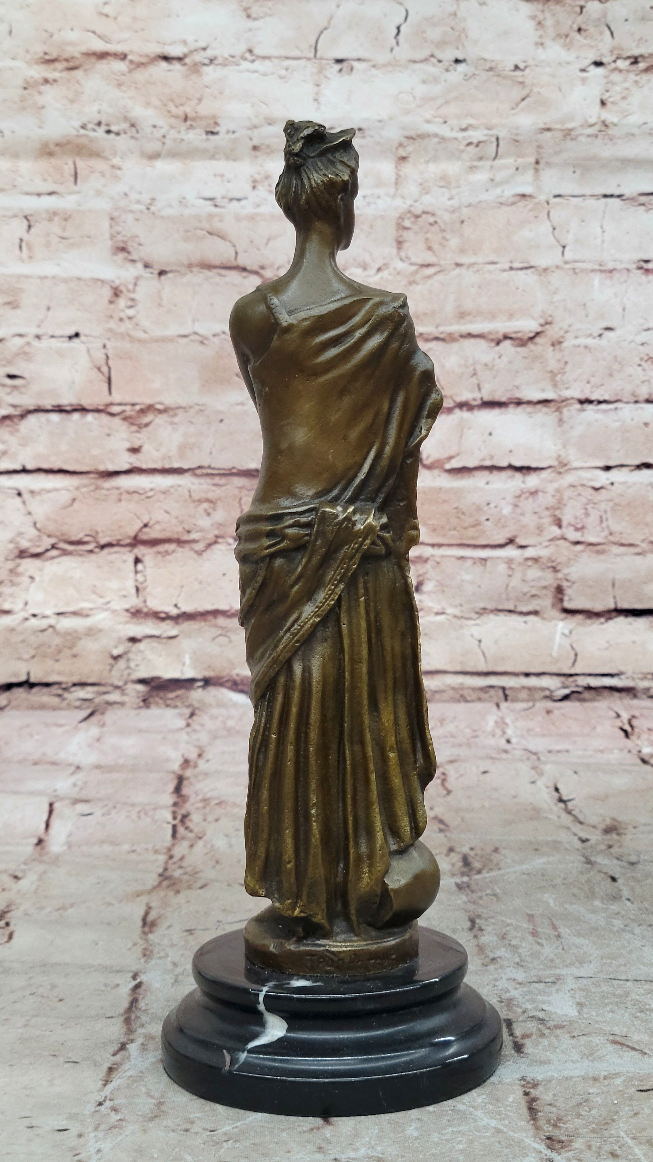 Classical Bronze Lady Sculpture on Marble Base