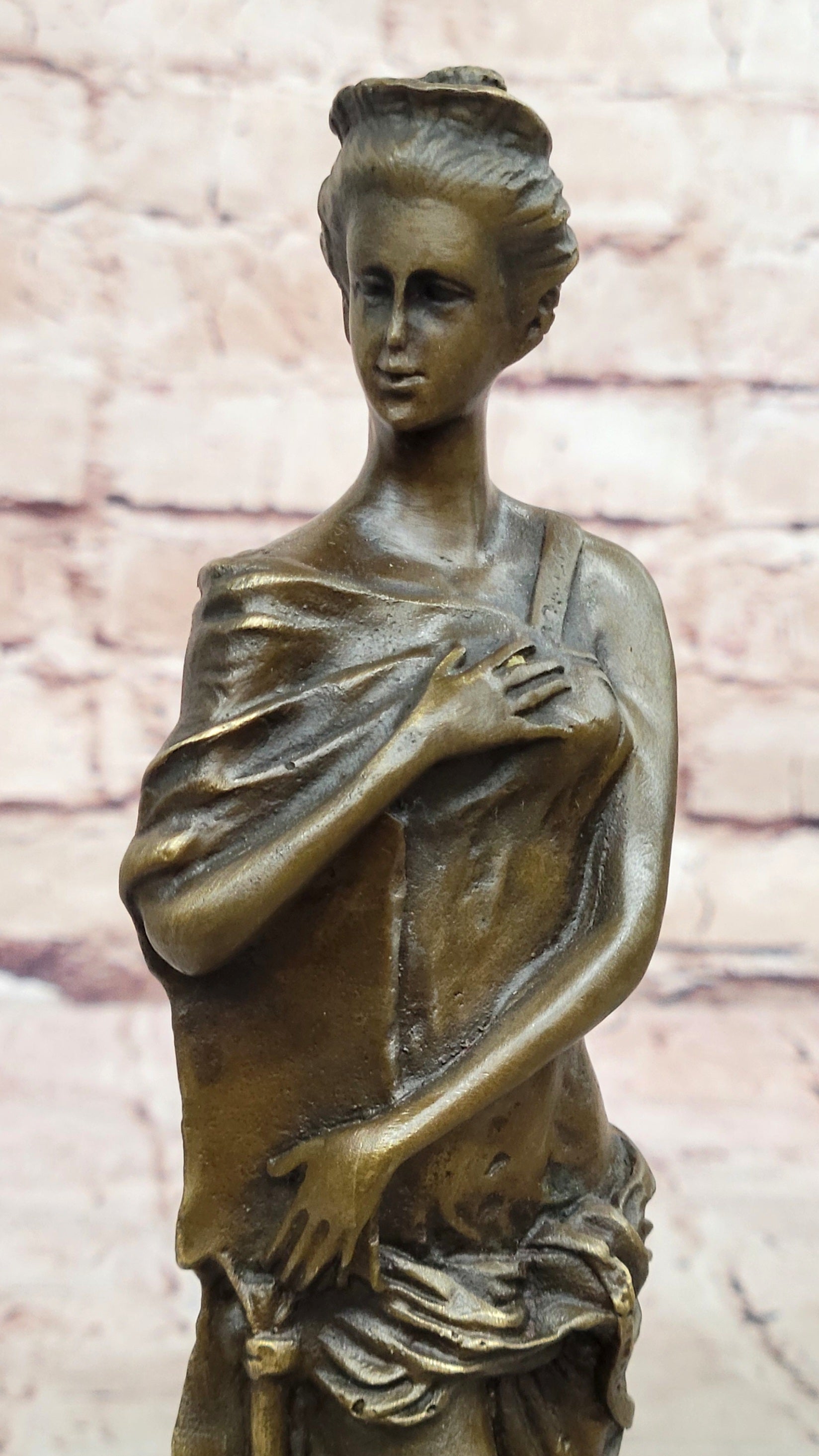 Classical Bronze Lady Sculpture on Marble Base