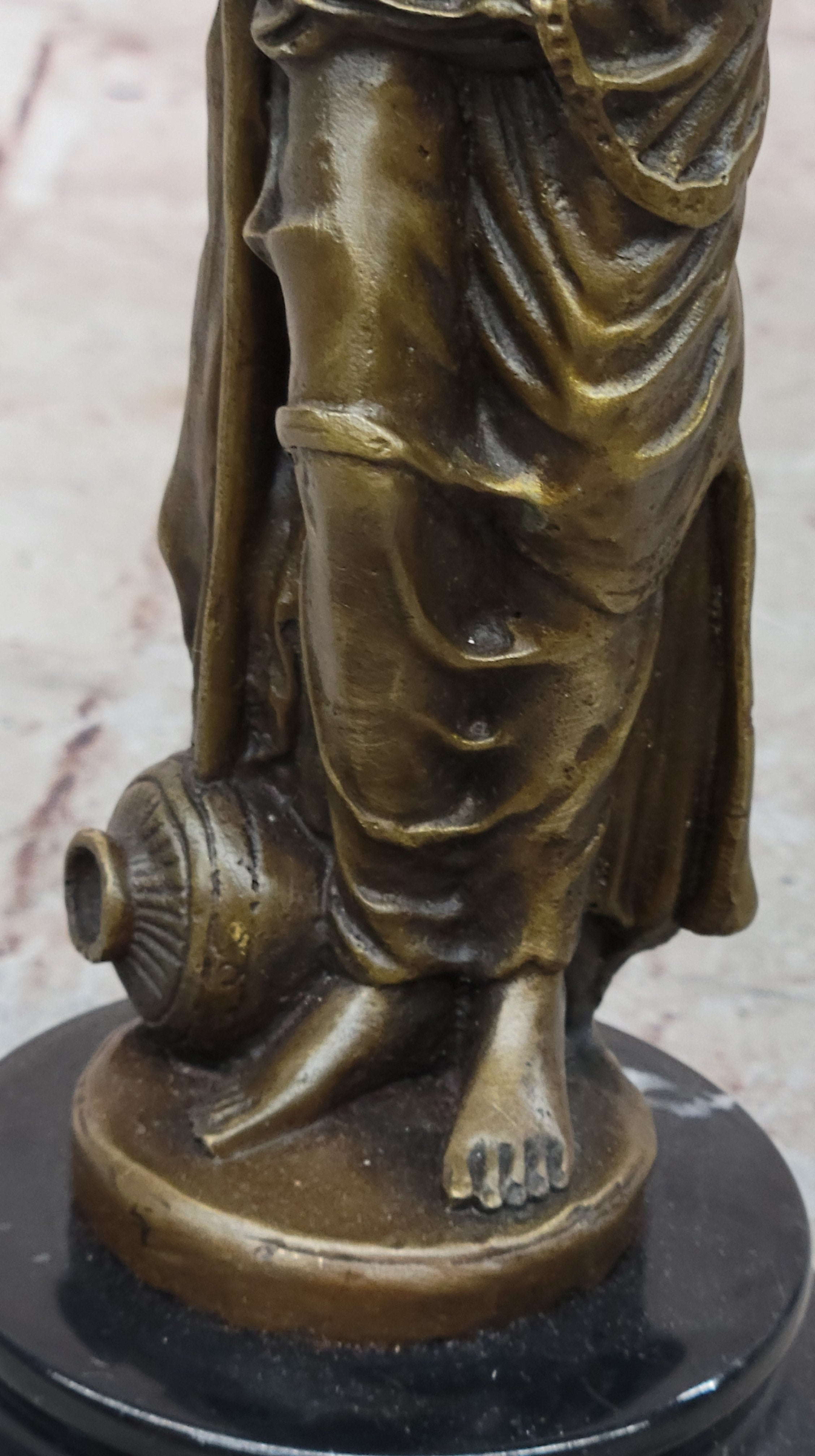 Classical Bronze Lady Sculpture on Marble Base