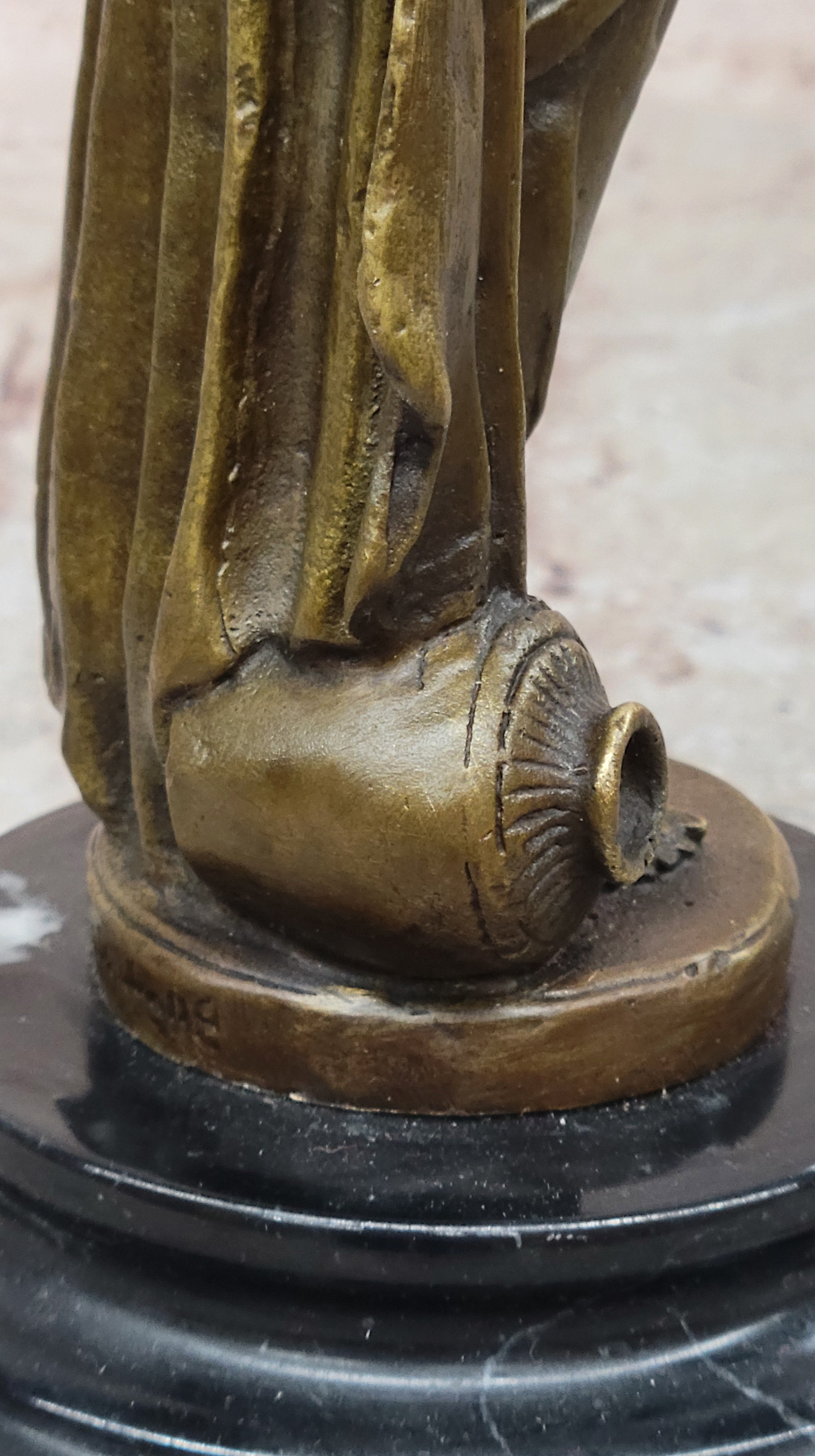 Classical Bronze Lady Sculpture on Marble Base