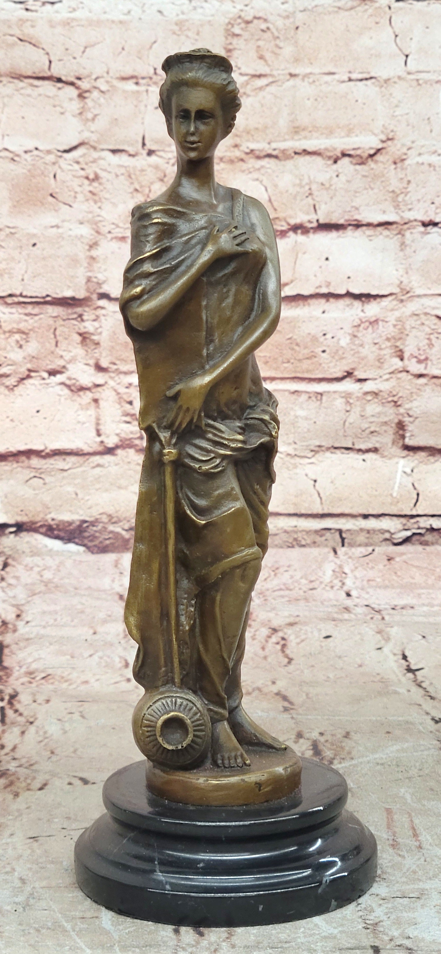Classical Bronze Lady Sculpture on Marble Base