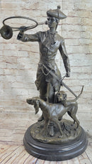 Military Bugler With Hound Dogs Bronze Sculpture 26" x 19"