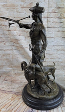 Military Bugler With Hound Dogs Bronze Sculpture 26" x 19"