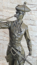 Military Bugler With Hound Dogs Bronze Sculpture 26" x 19"