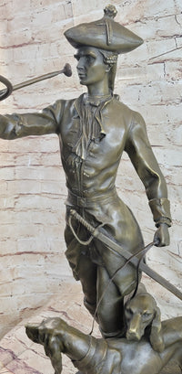Military Bugler With Hound Dogs Bronze Sculpture 26" x 19"