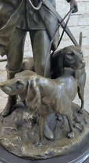 Military Bugler With Hound Dogs Bronze Sculpture 26" x 19"