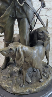 Military Bugler With Hound Dogs Bronze Sculpture 26" x 19"