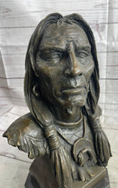 Native American Indian Old Man Weathered Face Bronze Bust