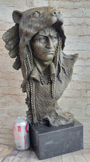 Native American Chief Warrior Bear Headdress Bronze by Milo