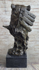 Native American Chief Warrior Bear Headdress Bronze by Milo