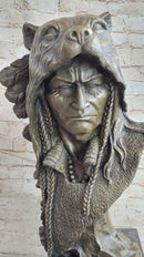 Native American Chief Warrior Bear Headdress Bronze by Milo