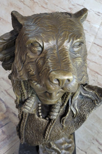 Native American Chief Warrior Bear Headdress Bronze by Milo