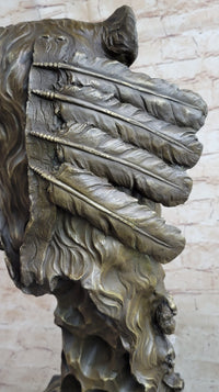 Native American Chief Warrior Bear Headdress Bronze by Milo