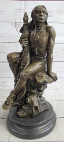 Signed Original Western Art by Nick Native American Warrior Bronze
