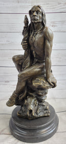 Signed Original Western Art by Nick Native American Warrior Bronze