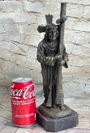Signed Valli Jesus Christ Forced To Carry Cross Bronze Sculpture