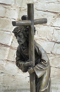 Signed Valli Jesus Christ Forced To Carry Cross Bronze Sculpture