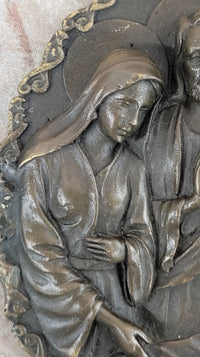 Bronze Nativity Scene Wall Plaque - Jesus Christ Art
